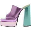 imageFSJ Women Chunky Platform Sandals Slip On Square Open Toe High Heel Sexy Mules Fashion Heeled Slide Party Date Dress Shoes Size 416 USColorfulpurple