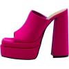 imageFSJ Women Chunky Platform Sandals Slip On Square Open Toe High Heel Sexy Mules Fashion Heeled Slide Party Date Dress Shoes Size 416 USFuchsia