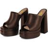 imageFSJ Women Chunky Platform Sandals Slip On Square Open Toe High Heel Sexy Mules Fashion Heeled Slide Party Date Dress Shoes Size 416 USSaddle Brown