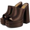 imageFSJ Women Chunky Platform Sandals Slip On Square Open Toe High Heel Sexy Mules Fashion Heeled Slide Party Date Dress Shoes Size 416 USSaddle Brown