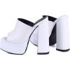 imageFSJ Women Chunky Platform Sandals Slip On Square Open Toe High Heel Sexy Mules Fashion Heeled Slide Party Date Dress Shoes Size 416 USWhite