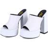imageFSJ Women Chunky Platform Sandals Slip On Square Open Toe High Heel Sexy Mules Fashion Heeled Slide Party Date Dress Shoes Size 416 USWhite