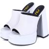 imageFSJ Women Chunky Platform Sandals Slip On Square Open Toe High Heel Sexy Mules Fashion Heeled Slide Party Date Dress Shoes Size 416 USWhite