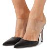 imageFSJ Women Clear Strap Stiletto High Heels Sandals Pointed Toe Comfortable Mules Slipper Pumps Sexy Party Shoes Size 415 USBlack
