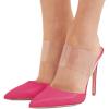 imageFSJ Women Clear Strap Stiletto High Heels Sandals Pointed Toe Comfortable Mules Slipper Pumps Sexy Party Shoes Size 415 USHot Pink
