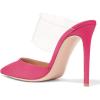 imageFSJ Women Clear Strap Stiletto High Heels Sandals Pointed Toe Comfortable Mules Slipper Pumps Sexy Party Shoes Size 415 USHot Pink
