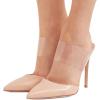 imageFSJ Women Clear Strap Stiletto High Heels Sandals Pointed Toe Comfortable Mules Slipper Pumps Sexy Party Shoes Size 415 USNude
