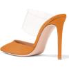 imageFSJ Women Clear Strap Stiletto High Heels Sandals Pointed Toe Comfortable Mules Slipper Pumps Sexy Party Shoes Size 415 USOrange
