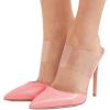 imageFSJ Women Clear Strap Stiletto High Heels Sandals Pointed Toe Comfortable Mules Slipper Pumps Sexy Party Shoes Size 415 USPink