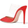 imageFSJ Women Clear Strap Stiletto High Heels Sandals Pointed Toe Comfortable Mules Slipper Pumps Sexy Party Shoes Size 415 USRed