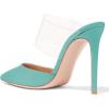 imageFSJ Women Clear Strap Stiletto High Heels Sandals Pointed Toe Comfortable Mules Slipper Pumps Sexy Party Shoes Size 415 USTurquoise