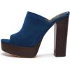 imageFSJ Women Open Toe Mules Platform Clogs Block High Heel Slides Sandal Wooden Chunky Heel Casual Summer Dressy Slippers Shoes Size 416 USBlue