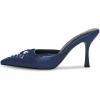 imageFSJ Women Pointed Closed Toe Stiletto High Heel Mules Sandals Slip On Strappy Bow Backless Casual Summer Dress Slipper Size 415 USBlue