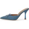 imageFSJ Women Pointed Closed Toe Stiletto High Heel Mules Sandals Slip On Strappy Bow Backless Casual Summer Dress Slipper Size 415 USDenim