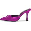 imageFSJ Women Pointed Closed Toe Stiletto High Heel Mules Sandals Slip On Strappy Bow Backless Casual Summer Dress Slipper Size 415 USFuchsia