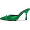 imageFSJ Women Pointed Closed Toe Stiletto High Heel Mules Sandals Slip On Strappy Bow Backless Casual Summer Dress Slipper Size 415 USGreen
