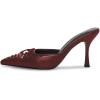 imageFSJ Women Pointed Closed Toe Stiletto High Heel Mules Sandals Slip On Strappy Bow Backless Casual Summer Dress Slipper Size 415 USMaroon