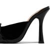 imageFSJ Women Pointed Toe Chain Stiletto Heels Slide Mules Dress Patent Leather Slip On Loafer Party Heeled Sandals Shoes Size 415 USBlack