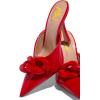 imageFSJ Women Pointed Toe Chain Stiletto Heels Slide Mules Dress Patent Leather Slip On Loafer Party Heeled Sandals Shoes Size 415 USRed