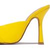 imageFSJ Women Pointed Toe Chain Stiletto Heels Slide Mules Dress Patent Leather Slip On Loafer Party Heeled Sandals Shoes Size 415 USYellow