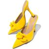 imageFSJ Women Pointed Toe Chain Stiletto Heels Slide Mules Dress Patent Leather Slip On Loafer Party Heeled Sandals Shoes Size 415 USYellow