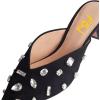 imageFSJ Women Retro Crystal Rhinestone Pointed Toe Slip on Kitten Heel Mules Low Heel Pumps Slide Slipper Girls Party Classic Outfit Sandals Size 415 USBlack