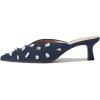 imageFSJ Women Retro Crystal Rhinestone Pointed Toe Slip on Kitten Heel Mules Low Heel Pumps Slide Slipper Girls Party Classic Outfit Sandals Size 415 USBlue