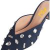 imageFSJ Women Retro Crystal Rhinestone Pointed Toe Slip on Kitten Heel Mules Low Heel Pumps Slide Slipper Girls Party Classic Outfit Sandals Size 415 USBlue