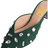 imageFSJ Women Retro Crystal Rhinestone Pointed Toe Slip on Kitten Heel Mules Low Heel Pumps Slide Slipper Girls Party Classic Outfit Sandals Size 415 USGreen