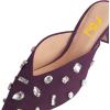 imageFSJ Women Retro Crystal Rhinestone Pointed Toe Slip on Kitten Heel Mules Low Heel Pumps Slide Slipper Girls Party Classic Outfit Sandals Size 415 USPurple