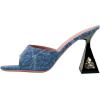 imageFSJ Women Square Open Toe Mules Slip On Chic Crystal Flared Heel Sildes Sandals Backless Fashion Wedding Dress Slipper Shoes Size 416 USDenim