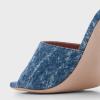 imageFSJ Women Square Open Toe Mules Slip On Chic Crystal Flared Heel Sildes Sandals Backless Fashion Wedding Dress Slipper Shoes Size 416 USDenim