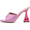 imageFSJ Women Square Open Toe Mules Slip On Chic Crystal Flared Heel Sildes Sandals Backless Fashion Wedding Dress Slipper Shoes Size 416 USPink