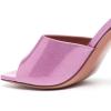 imageFSJ Women Square Open Toe Mules Slip On Chic Crystal Flared Heel Sildes Sandals Backless Fashion Wedding Dress Slipper Shoes Size 416 USPink
