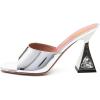 imageFSJ Women Square Open Toe Mules Slip On Chic Crystal Flared Heel Sildes Sandals Backless Fashion Wedding Dress Slipper Shoes Size 416 USSilver