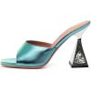 imageFSJ Women Square Open Toe Mules Slip On Chic Crystal Flared Heel Sildes Sandals Backless Fashion Wedding Dress Slipper Shoes Size 416 USTurquoise