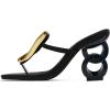 imageFSJ Women Square Open Toe Thong High Heel Sandals Gold Detail Chain Heel Flip Flops SlipOn Summer Mules Comfortable Sexy Slippers Size 416 USBlack