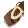 imageFSJ Women Square Open Toe Thong High Heel Sandals Gold Detail Chain Heel Flip Flops SlipOn Summer Mules Comfortable Sexy Slippers Size 416 USBrown