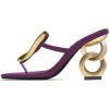 imageFSJ Women Square Open Toe Thong High Heel Sandals Gold Detail Chain Heel Flip Flops SlipOn Summer Mules Comfortable Sexy Slippers Size 416 USPurple