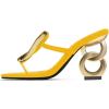 imageFSJ Women Square Open Toe Thong High Heel Sandals Gold Detail Chain Heel Flip Flops SlipOn Summer Mules Comfortable Sexy Slippers Size 416 USYellow