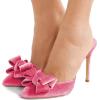 imageFSJ Women Stylish High Heels Mule Sandals Pointed Toe Bowknot Stilettos Slide Shoes Size 415 USHot Pink