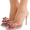 imageFSJ Women Stylish High Heels Mule Sandals Pointed Toe Bowknot Stilettos Slide Shoes Size 415 USPink