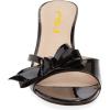 imageFSJ Women Summer Slip On Heeled Sandal Open Toe Bows Patent Cutout Ladies Dress Slide Slippers Size 415 USBlack
