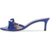 imageFSJ Women Summer Slip On Heeled Sandal Open Toe Bows Patent Cutout Ladies Dress Slide Slippers Size 415 USBlue