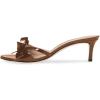 imageFSJ Women Summer Slip On Heeled Sandal Open Toe Bows Patent Cutout Ladies Dress Slide Slippers Size 415 USBrown