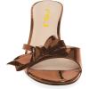 imageFSJ Women Summer Slip On Heeled Sandal Open Toe Bows Patent Cutout Ladies Dress Slide Slippers Size 415 USBrown
