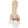 imageFSJ Women Summer Slip On Heeled Sandal Open Toe Bows Patent Cutout Ladies Dress Slide Slippers Size 415 USIvory