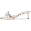 imageFSJ Women Summer Slip On Heeled Sandal Open Toe Bows Patent Cutout Ladies Dress Slide Slippers Size 415 USIvory