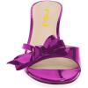 imageFSJ Women Summer Slip On Heeled Sandal Open Toe Bows Patent Cutout Ladies Dress Slide Slippers Size 415 USPurple