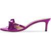 imageFSJ Women Summer Slip On Heeled Sandal Open Toe Bows Patent Cutout Ladies Dress Slide Slippers Size 415 USPurple